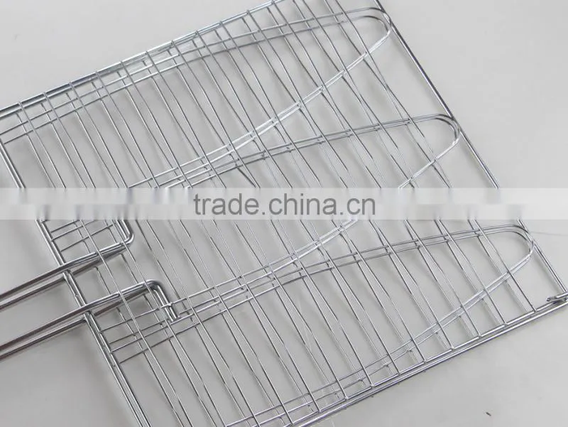 Triple Fish Long Handle Barbecue Grill Basket