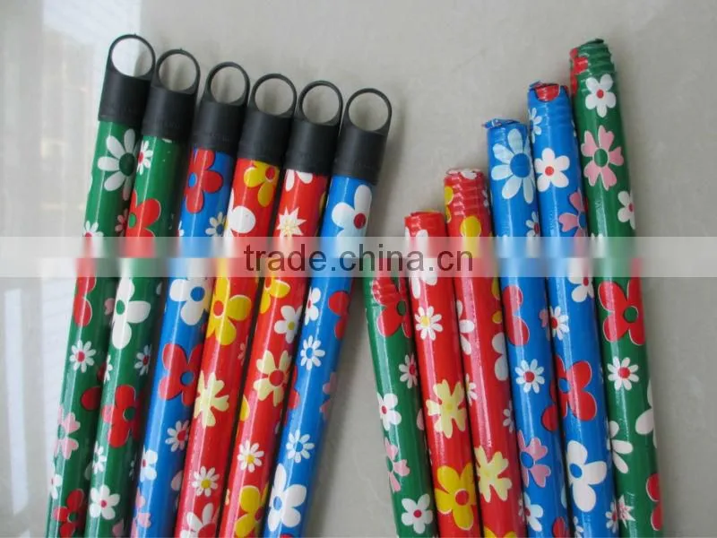 PVC Coated Wooden Cleaning Floor Mop Stick Handle with Various Caps
