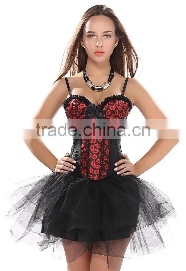 Wholesale Clothing Factory Padded Red Sexy Young Lady Corset with shoulder-straps