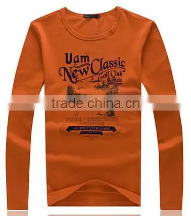 Men's boutique clothing long sleeve t shirt 100% cotton with printing in spring or autumn range