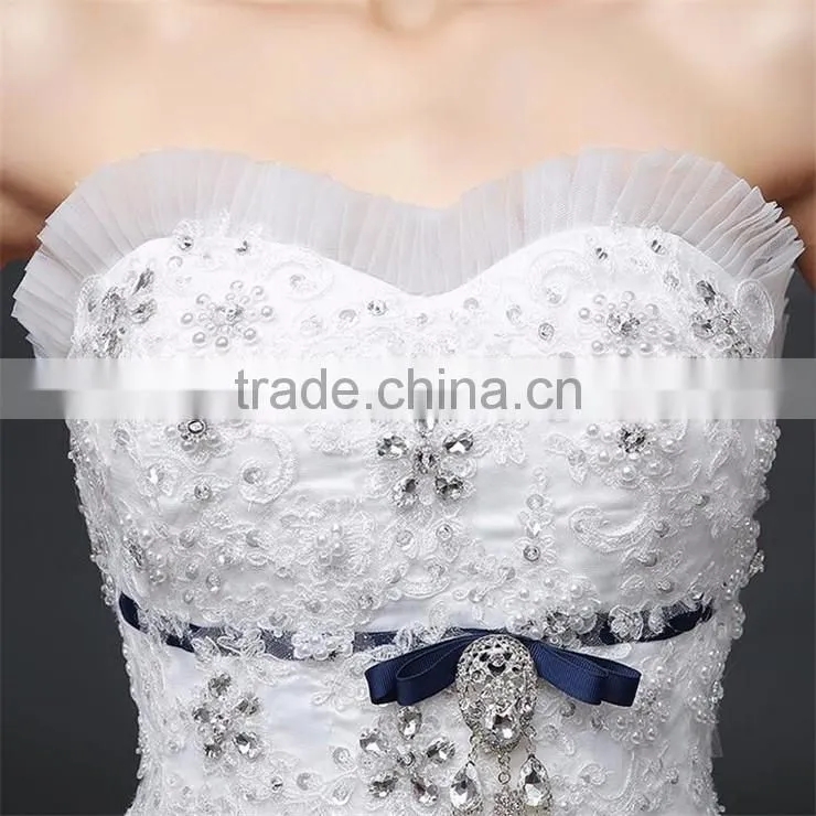 Sexy Bandeau Cream Crepe Empire Vintage Floor Length Princess Wedding Dress Bride Dress Formal Dress