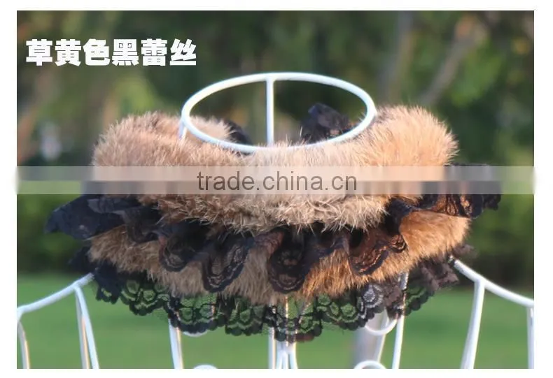 Lace real Fur Collar Scarf Coat Warm Wrap Fake Neck Ring Winter Fox Rabbit Fur Cape Clothing Accessory Shawl Scarves