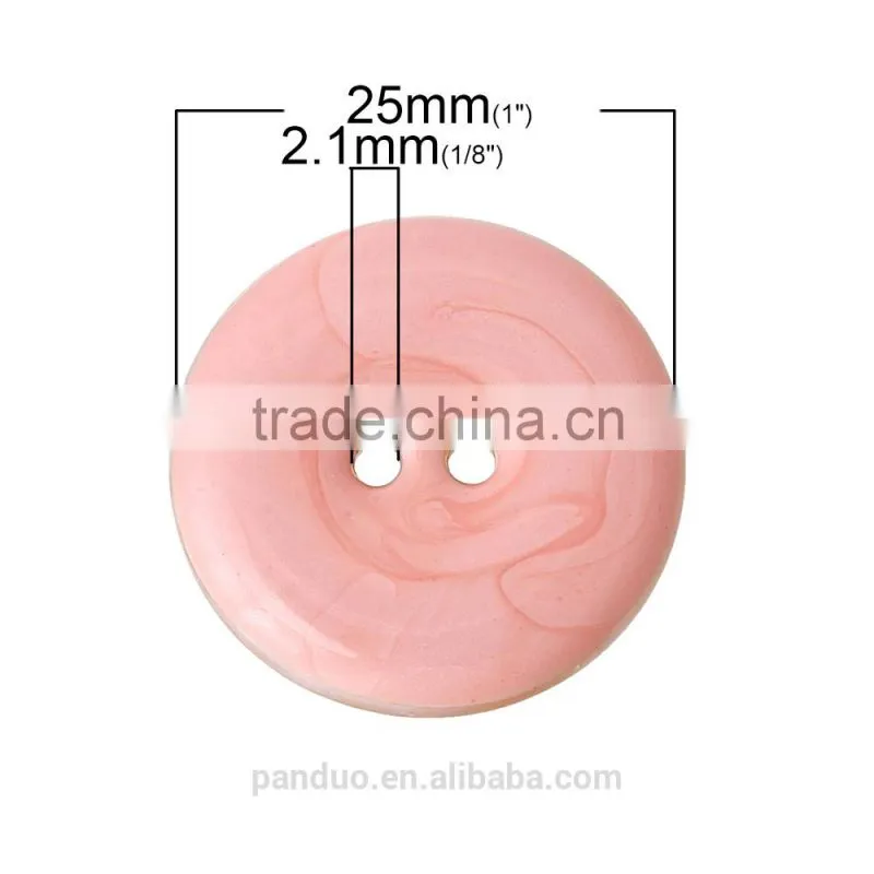 Round Handmade Enamel Pink Two Holes Shell Sewing Button