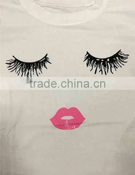 Cute Summer Fashion Women Short Sleeve Printed Tops Casual T Shirt custom printing