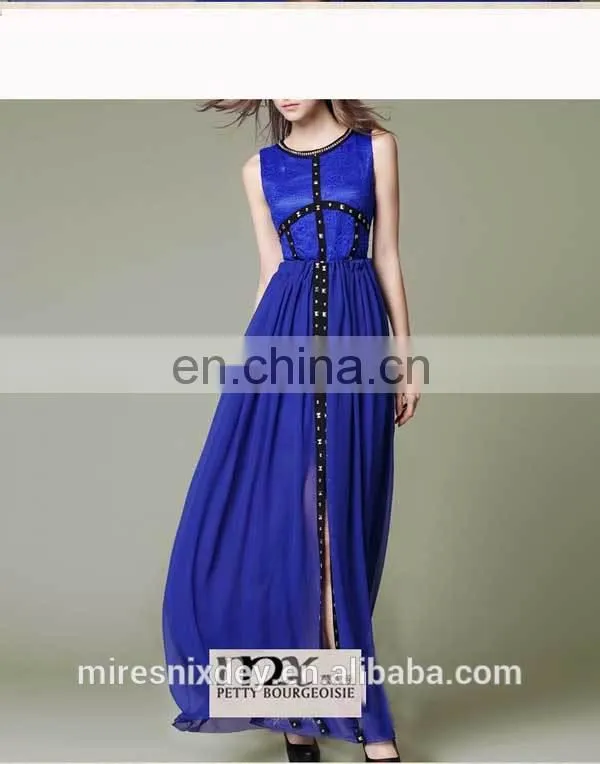 Blue Sexy Short Sleeveless Women Dress