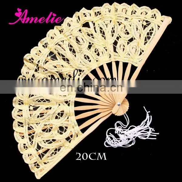 8 Inches Cotton Battenburg Lace Small Lace Fan Wedding Favors Gifts Fan