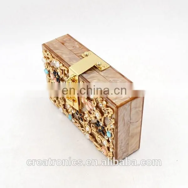 CR Quality strictly controlled and inspected Chinese traditional engraving styled surface lock decoration brown acrylic women