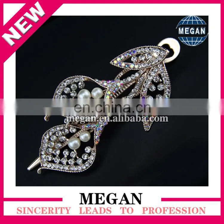 Cheap Silver Plated Bowknot Shape Rhinestone Hair Clips ornament for Girls