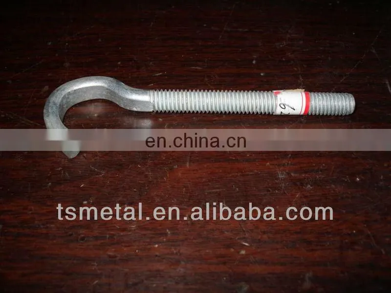 Galvanized steel insulator hook eye bolt with washer