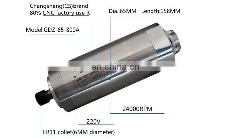 High quality 800W AC Spindle Motor Kits 0.8KW 4 Bearing Water Cooled Spindle + 1.5KW 220V Inverter + Pump+Pipe