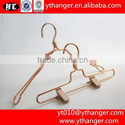 YY440 high quality wide shoulder red copper metal wire clothes hanger shirt hanger