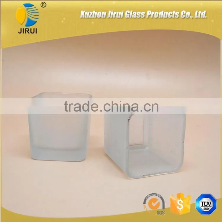 80ml square frosted glass candle jar