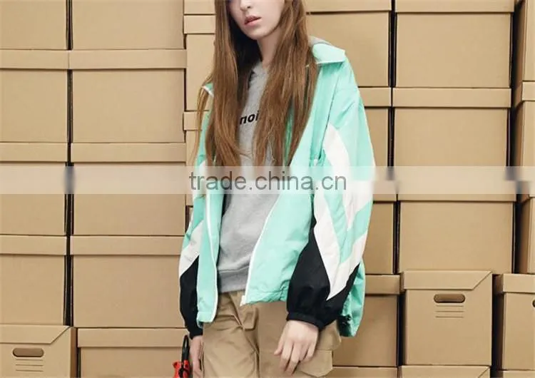 100% Polyester Fabric Light Blue Owner Design Femal Male Windbreaker Sports Wear