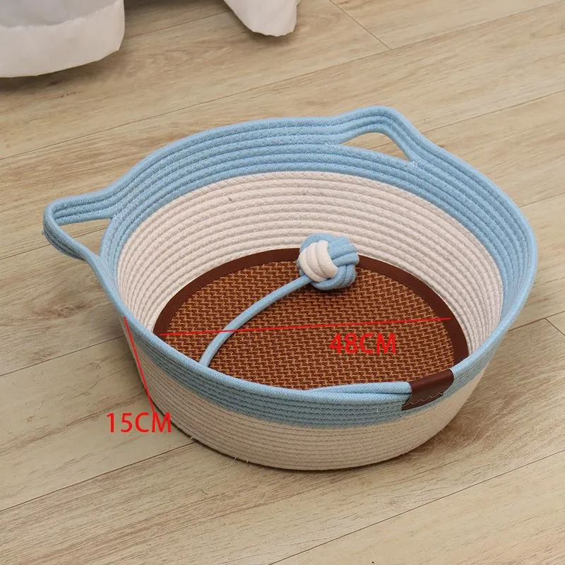 跨境猫窝棉麻四季通用棉绳手工编织夏季猫咪玩具球猫窝夏季宠物垫 (13).jpg