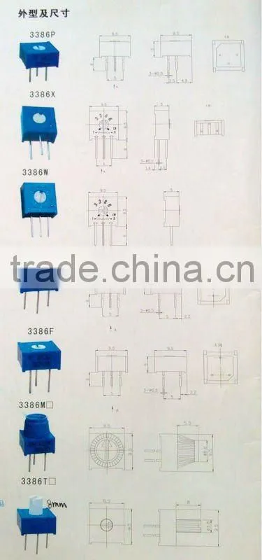 3386 Single turn cermet trimmer potentiometers