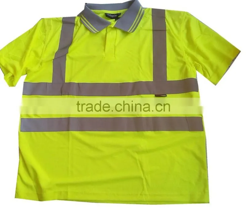 short sleeve yellow hi visibility reflective polo T-shirt