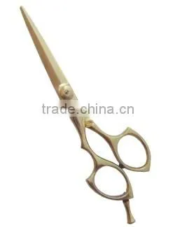 Hair cutting shears Gold color with removable finger rest