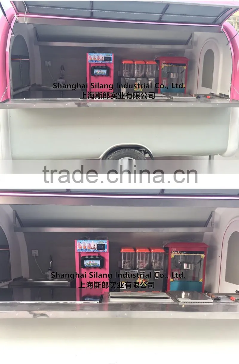 Pink and white food cart food truck hot dog Hamburger ice cream traction cart