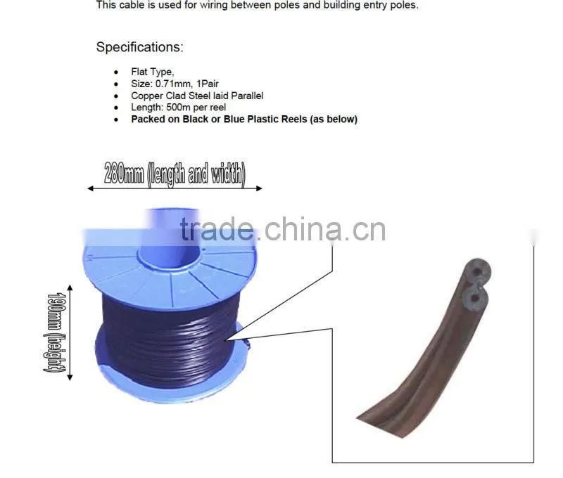 0.7mm 1 pair parallel wire ccs copper clad steel