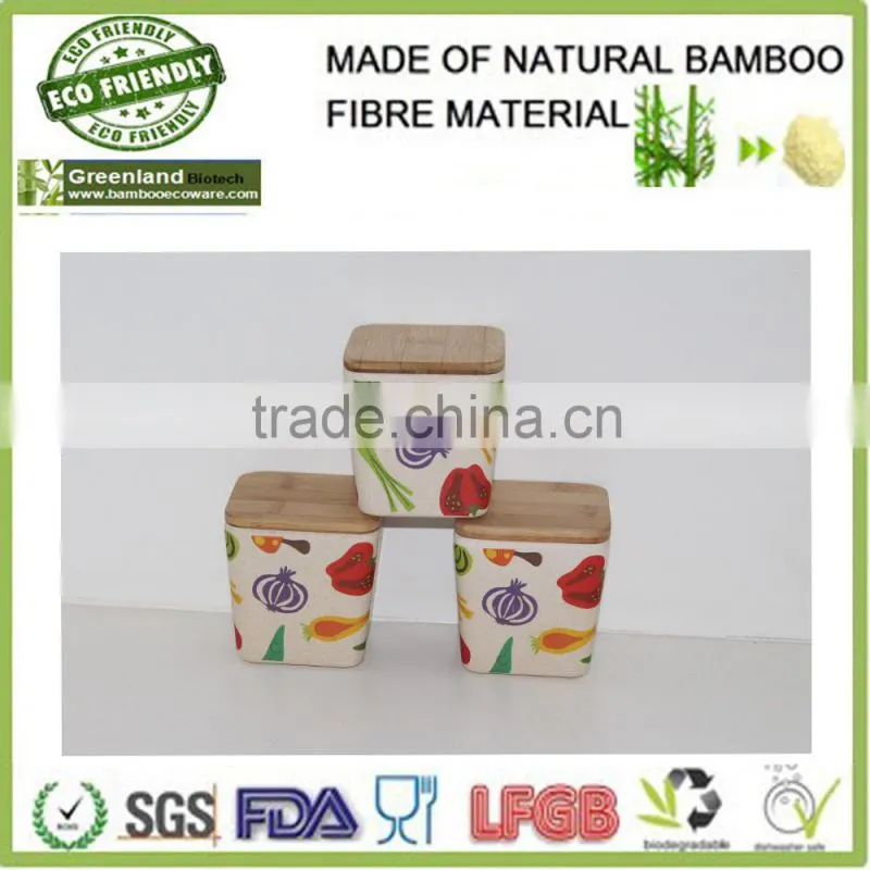 beautiful flower prints square canister,bamboo fiber storage