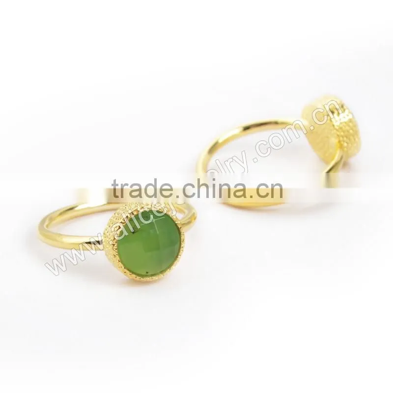 Gold green chrysoprase stacking ring