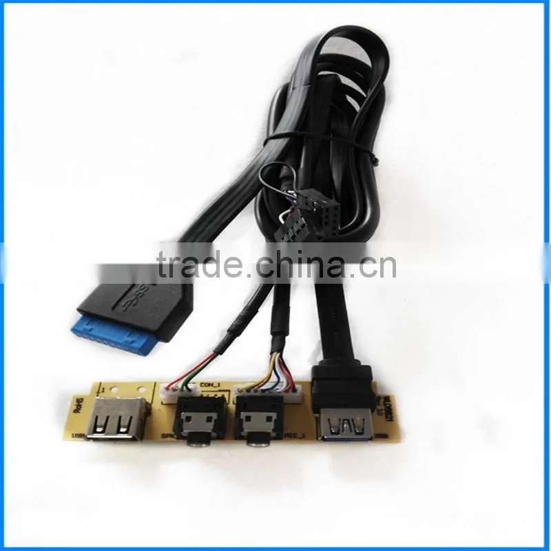 Front Panel Dual USB3.0+USB2.0+HD AUDIO I/O 20Pin Male PC Board For Computer With Cable