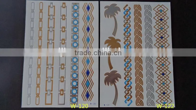 Blue metallic tattoo ink Newest Temporary gold silver tattoos 15*20CM