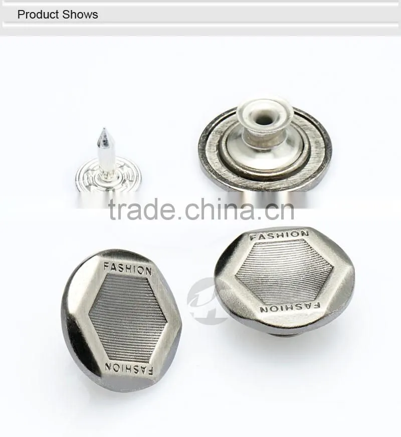 Pink Color Engraved Logo Metal Jean Shank Button
