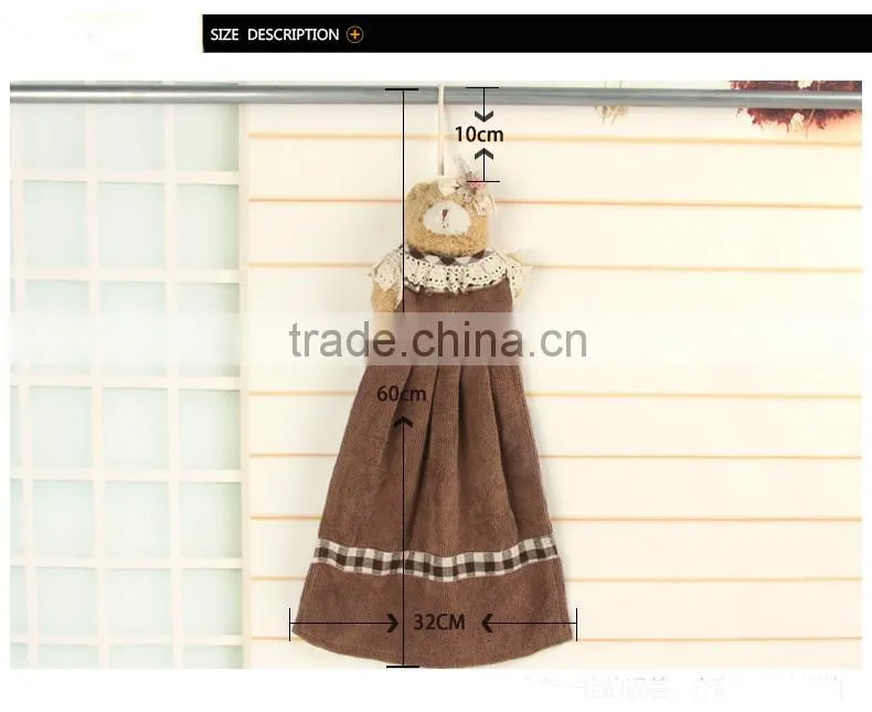 Cute animal decorative hand towel with lace, girl dress microfiber hand towel