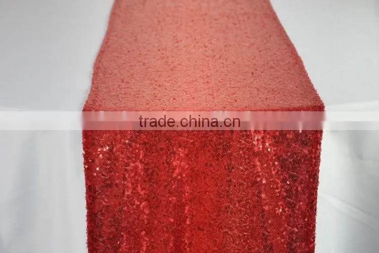 100%Polyester Rectangular Traditional sequin embroidery organza banquet table runner