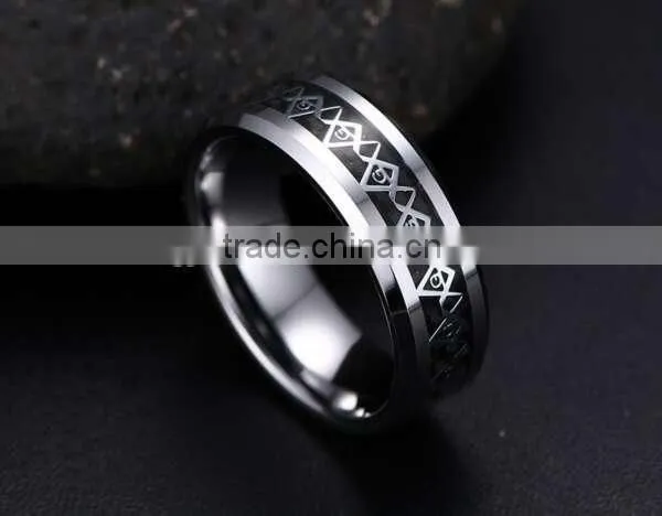 Classic vintage masonic symbol rings for men, retro men's tungsten rings