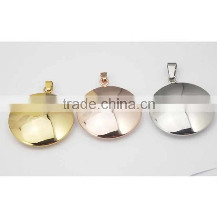 Polished Silver Round Stainless Steel Pendant Chain Necklace Jewelry
