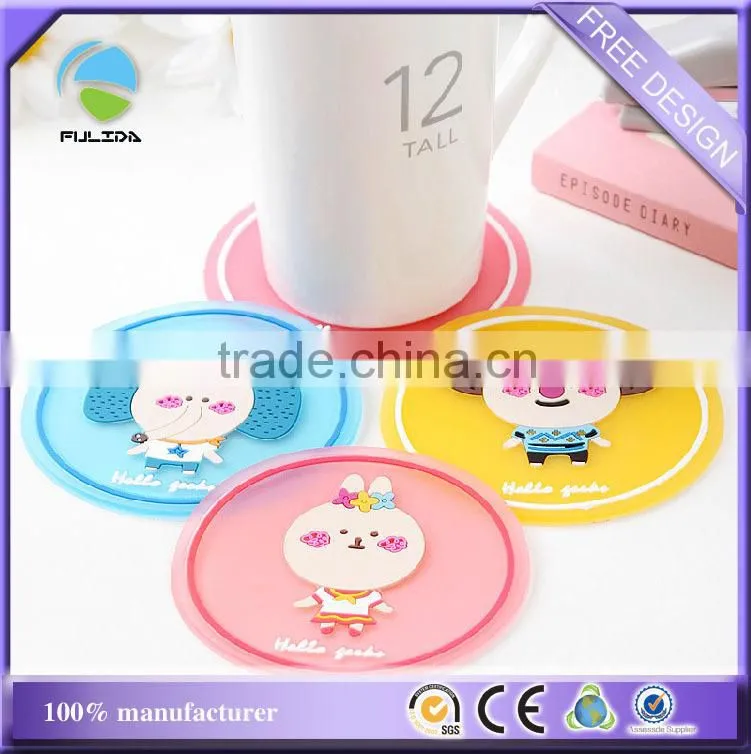 colorful soft pvc hotel cafeteria dining logo mixed wholesales cup holder mat