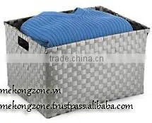 Plastic Woven Straps Storage Basket with Handle