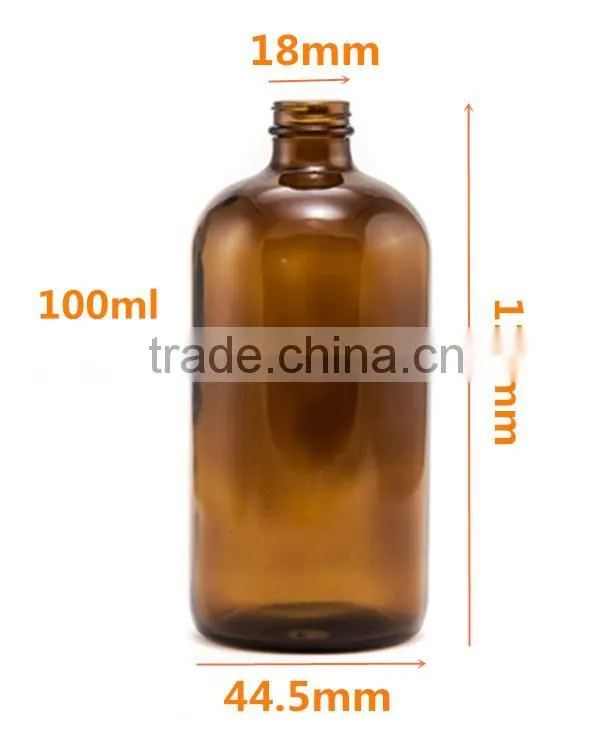 100ml Amber Pharmaceutical Boston Rounds with Brush Caps