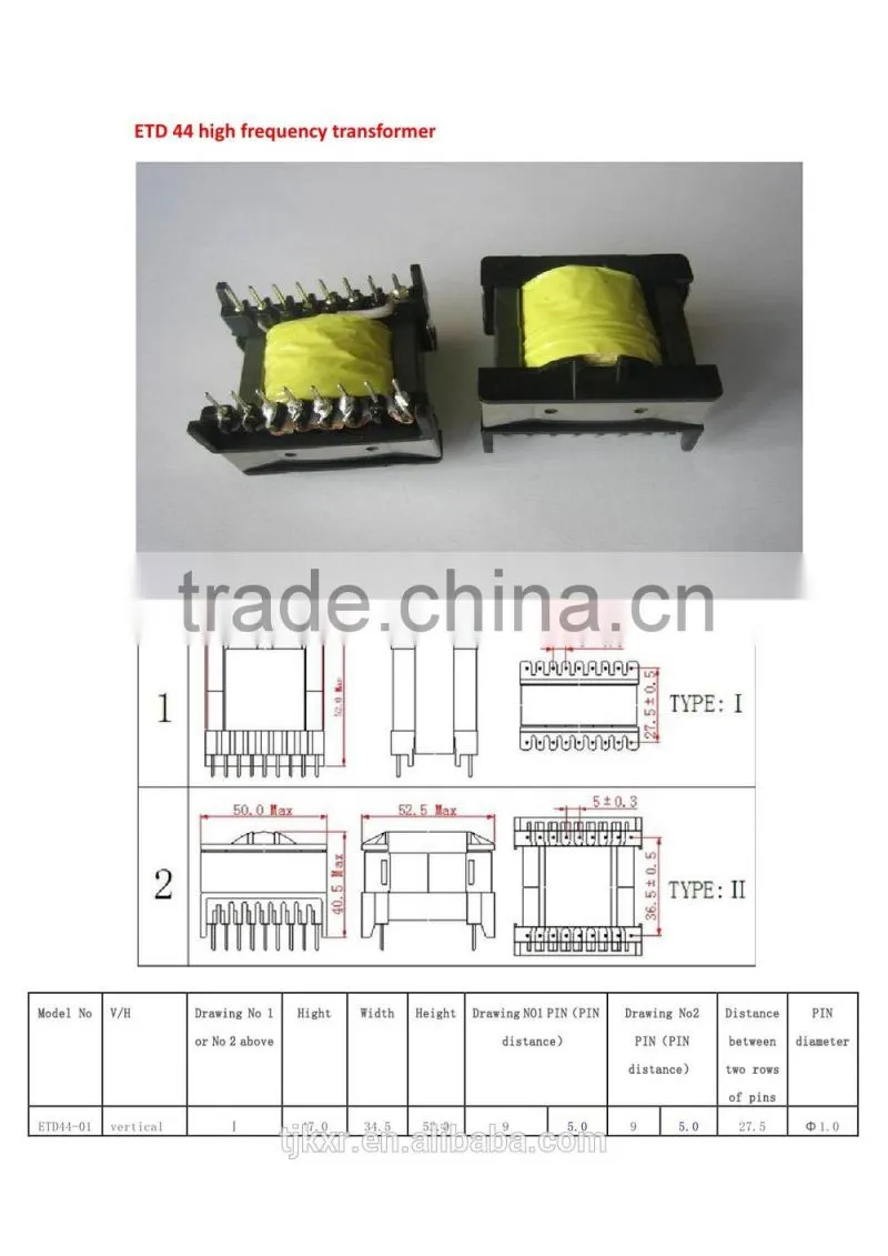 CE, ROHS approved, ETD49 high frequency transformer