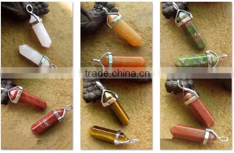 Natural Rhinestones Jewelry Pointed Crystal Hexagonal Pendant Necklaces Beads