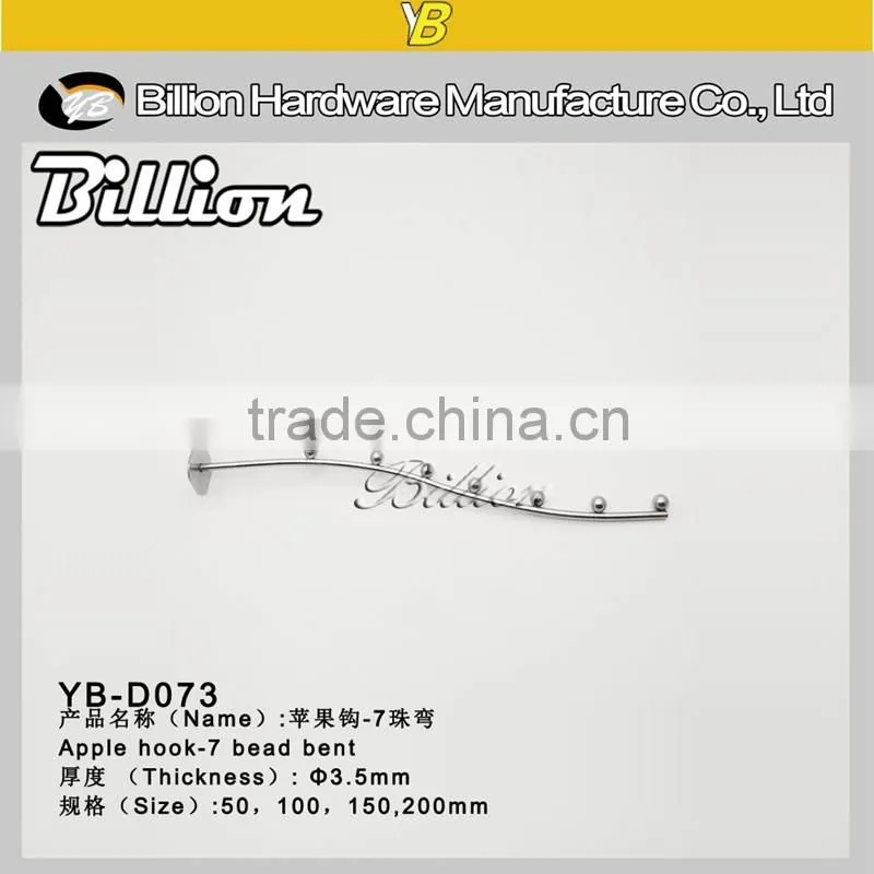 YB-D072 Billion factory superfmarket pegboard hanger metal chrome hook single wire display hook
