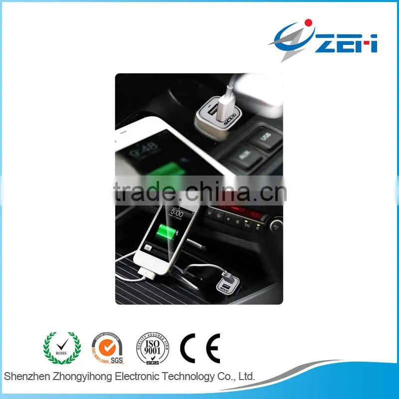2015 hottest portable 5V 2A Dual Usb Port Universal Mini Car Charger For Mobile Phone