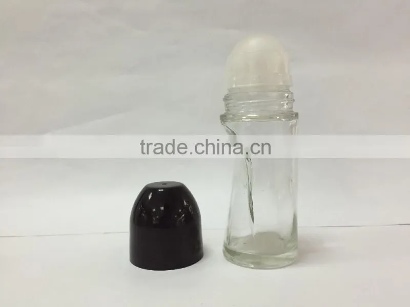 50ML Clear glass roll on bottle with plastic ball