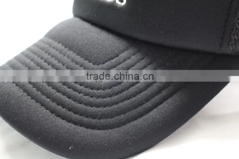 5-panel embroidery logo black foam mesh trucker cap/hat