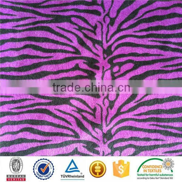 animal zebra black stripe printed velour for sofa cushion pillow garment