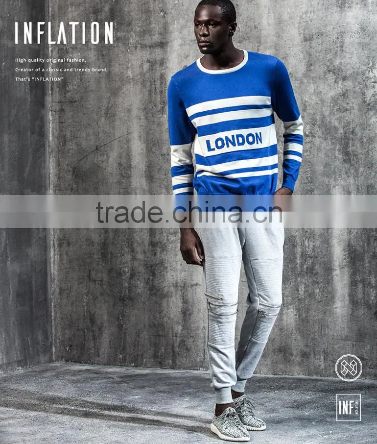 Men's Flat Stripe Knitted Sweater Teenager Pullover Sweater