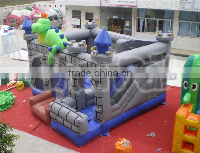 commercial inflatable dinosaur combo, castle with slide