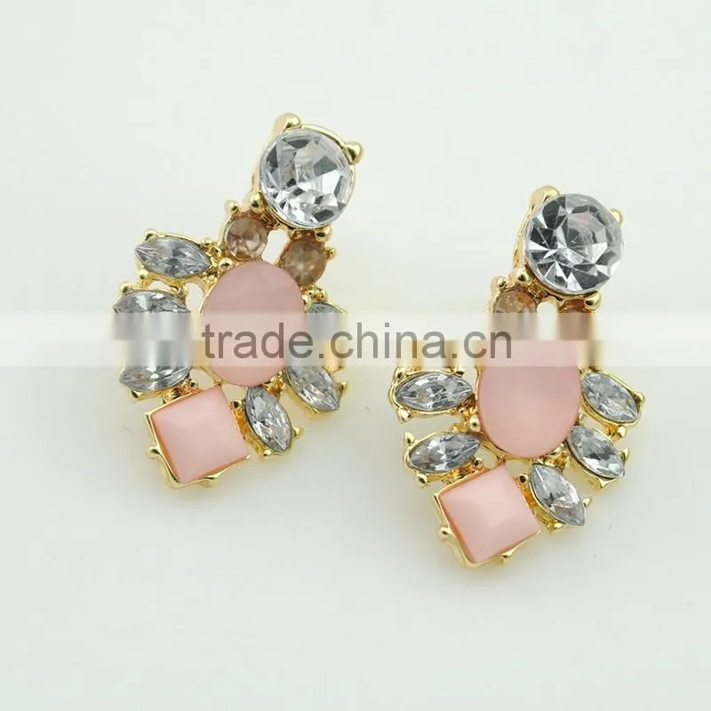 Fashion resin crystal necklace and earrings jewerly set fancy crystal necklace sets