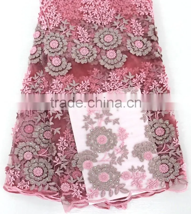 2016 lastest french lace african/royal bule 3d lace fabric/african wedding lace fabric
