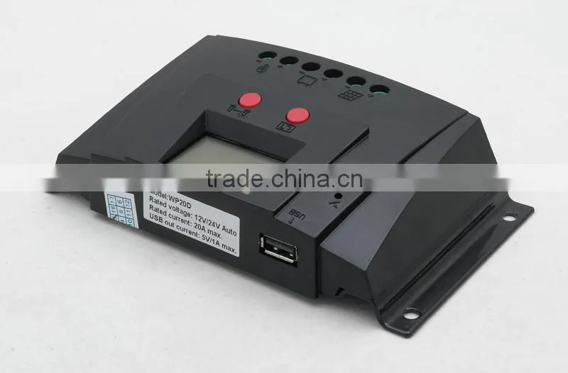 10A 20A 12V 24V Auto PWM Solar Controller WP20D with USB and LCD