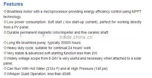 12V DC brushless SWH hot heat system pump