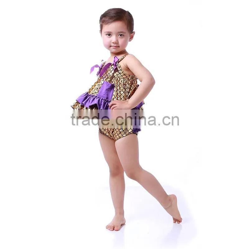 Girl's Fashion Swimming Wear green The little mermaid clothes baby swing top set
