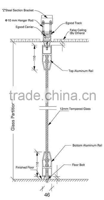 Balcony sliding stackable glass partition door